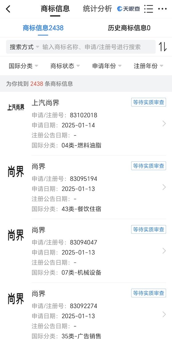 九龙配资 上汽集团密集注册“尚界”商标，华为第五界现身？